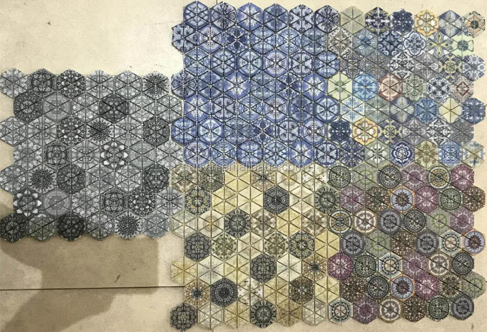 UV Ink Jet Printing Waterjet Hexagon Mosaic Tile Floor Natural Stone Marble Wall Art Mosaic Tiles Bathroom Wall Design
