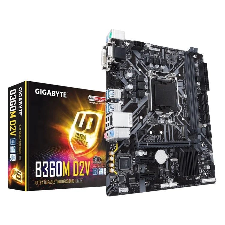 GIGABYTE B360M D2V 32GB DDR4 LGA1151 ATX Gaming Motherboard in used