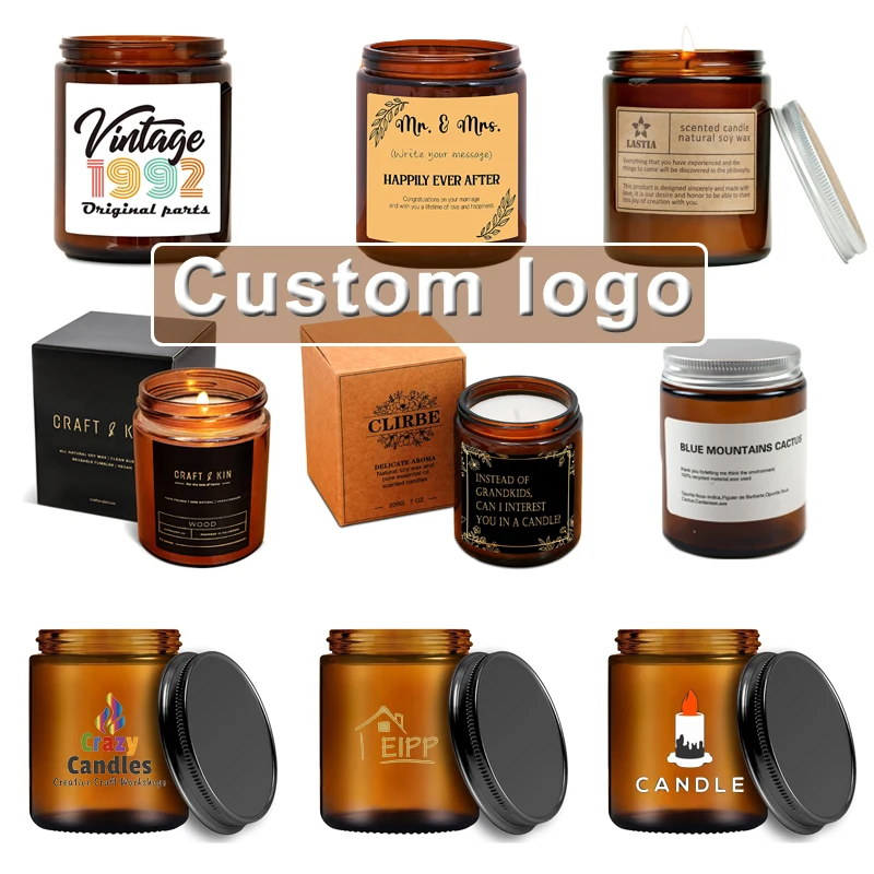 New Arrival Round Candle Jars Empty Amber Colorful Glass Candle Jars with Metal Gold Sliver Lids Plastic Lids for Home Wedding