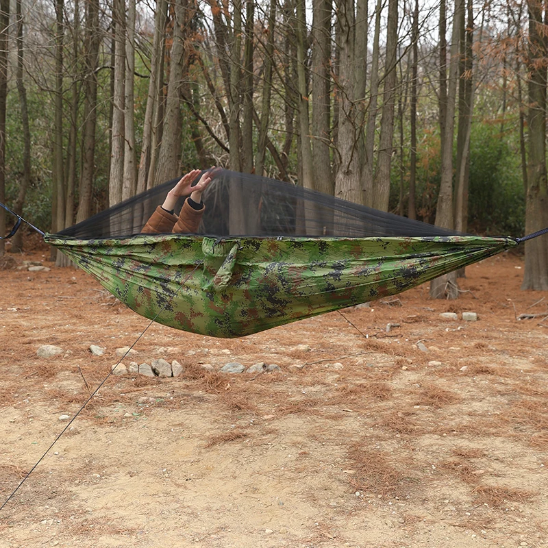 2023 Newest Camouflage Nylon Portable Camo Hammock With Mosquito Net For Camp Hiking Outdoor