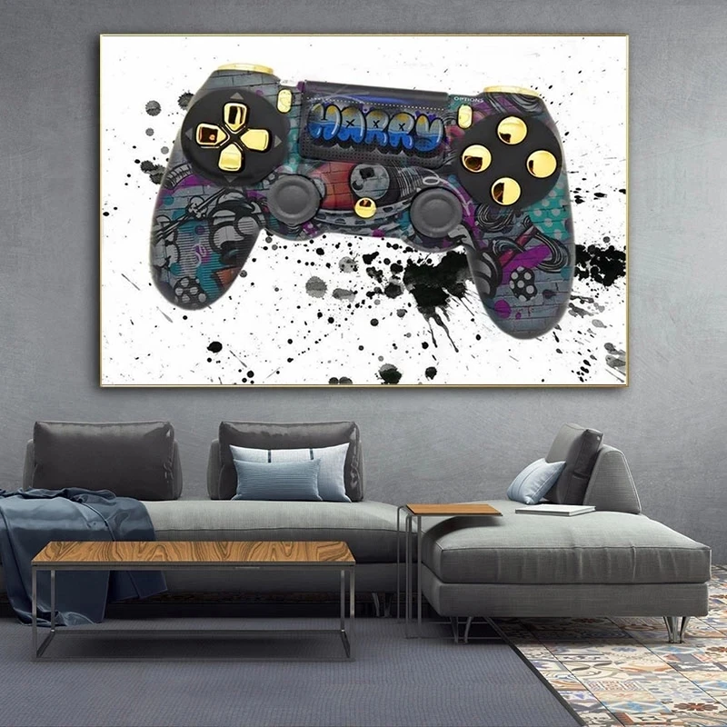 Street Graffiti Art Gamepad Canvas Painting Posters and Prints Abstract Wall Art Pictures for Living Room Home Decoration