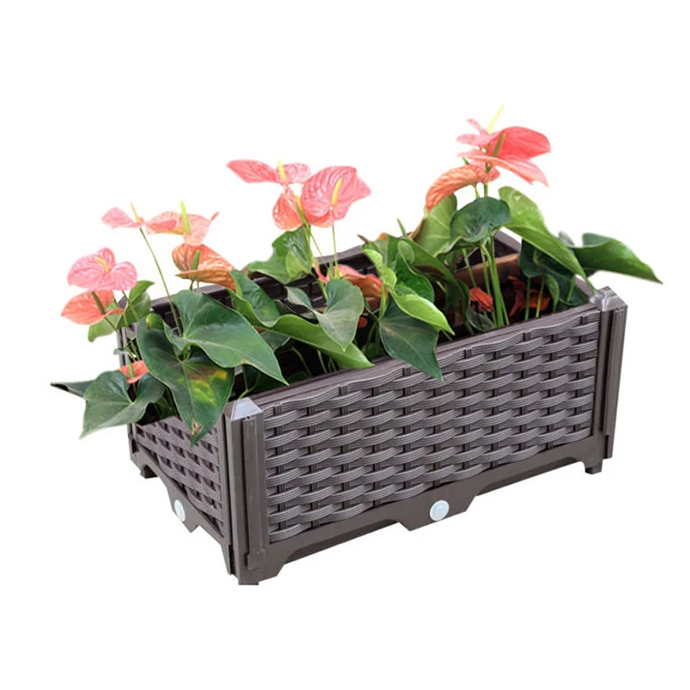Manufacturer rattan multifunctional plastic planting box roof garden balcony vegetable planting box outdoor combined flower box