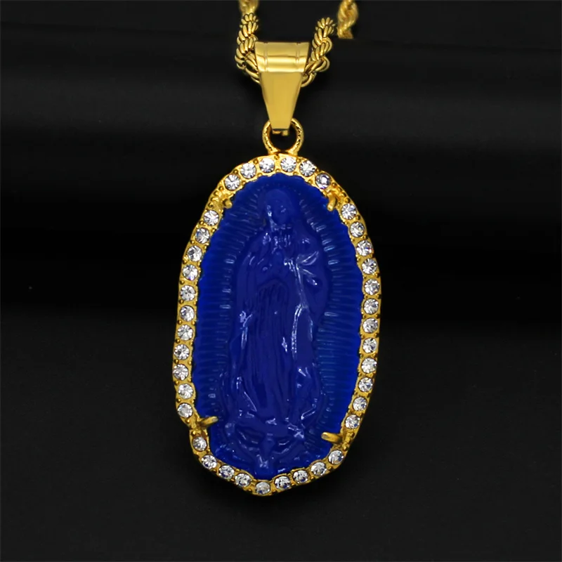 Yiwu Meise Jade Necklace Jewelry Virgin Mary pendant jewelry Jade Pendant Stainless Steel Jade Pendant
