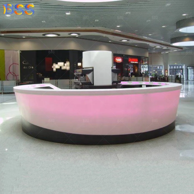 Corian Round Bar Counter Modern Led Shopping Mall Coffee Kiosk Counter