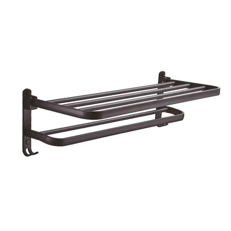 Bathroom Shelf Folding Black Space Aluminum Wall Hangers Bathroom Towel Racks Bathroom Hangers Towel Strips Without Punching