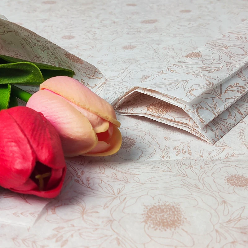 Valentines Gift Wrappring Designer Paper Printed Cotton Recyclable Rose Gold Gift Tissue Paper With Mixed Patterns