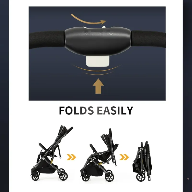 New lightweight compact baby stroller easy folding two-way push stroller for kids use on plane with pull handle