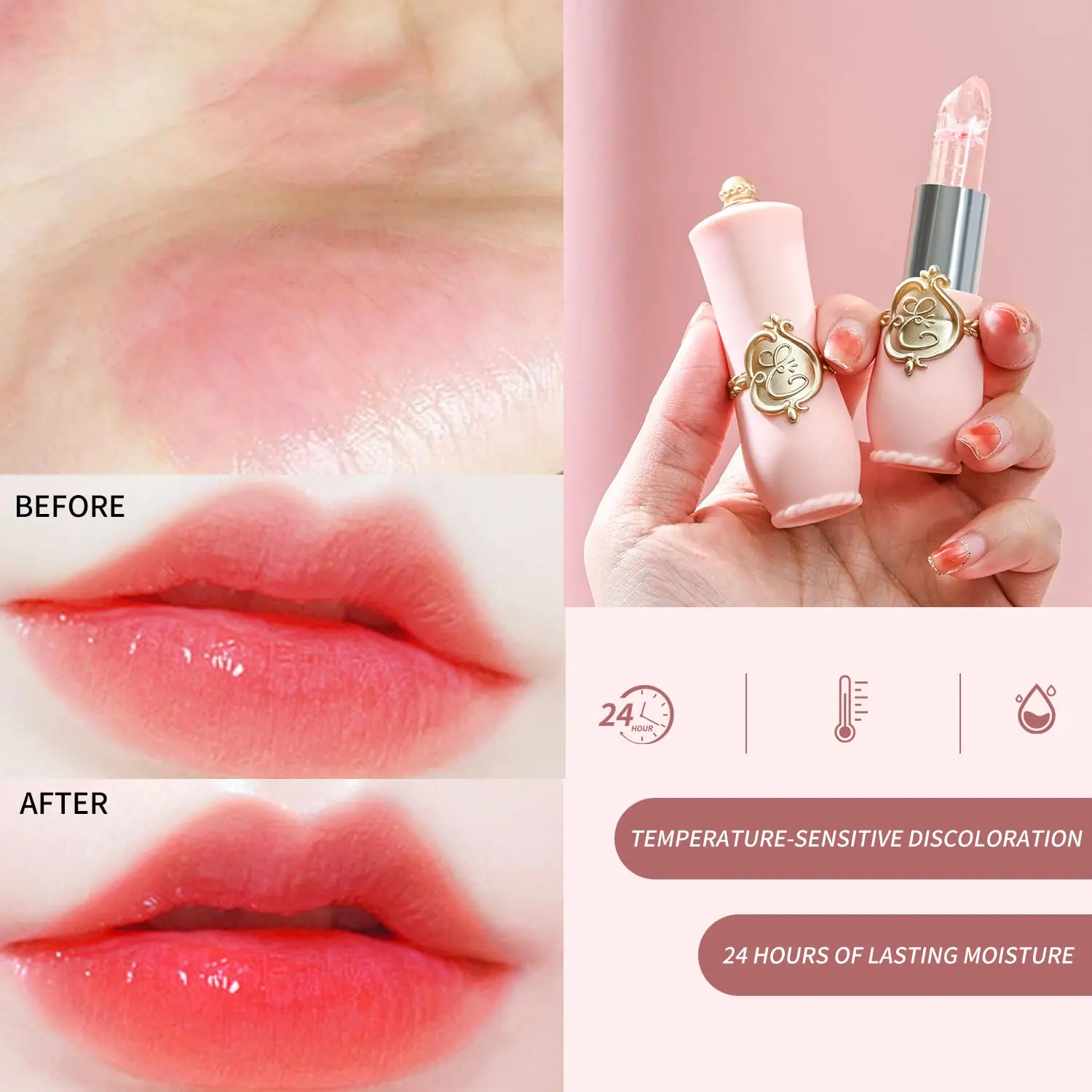 Flower Jelly Lipstick Color Changing Magic Lipstick