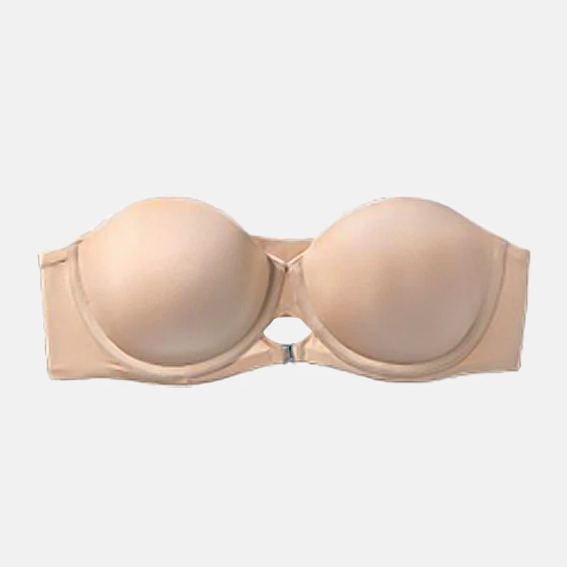 Invisible Anti-Slip Breast Lift Bandeau Bra Solid Pattern Knitted Weaving Full Support Non-Slip Convertible Straps Push-Up