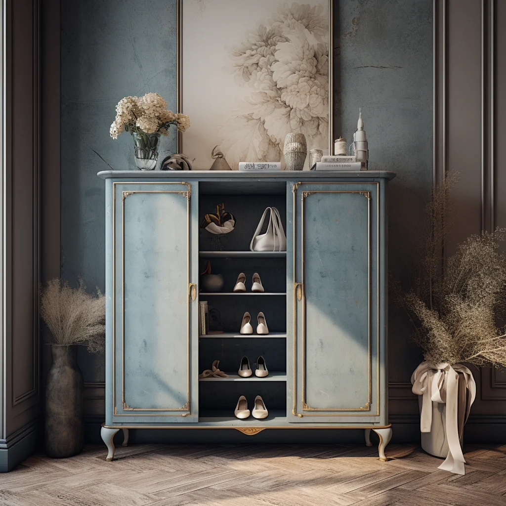 2024 AI Creative Concept Design Entrance Shoe Cabinet Of A French-Style AI 3D Rendering AI 3D Rendering Interior Services