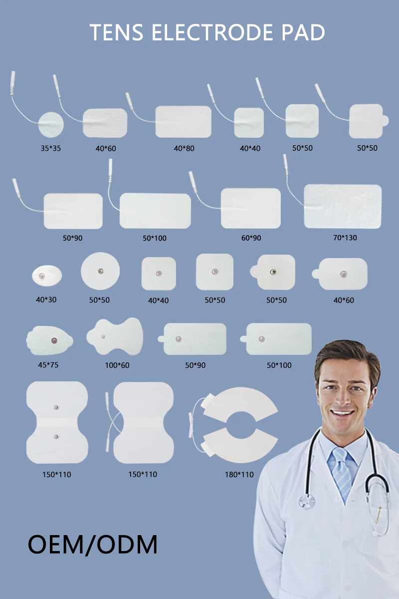 PIN Re-use electrode non woven customized electrode Pigtail Tens Massagers Machine Electronic self adhesive ECG electrode pads