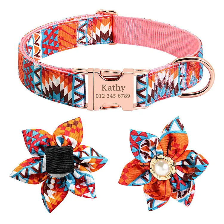 Hot Selling Sublimation Webbing Adjustable Nylon Flower Dog Collar