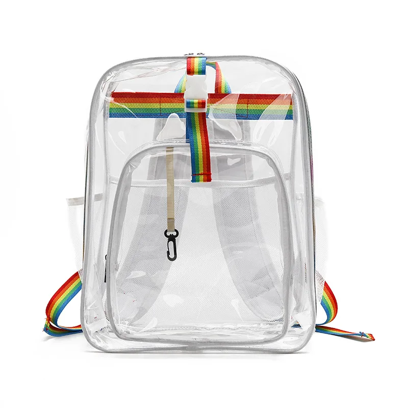 New Arrival Custom Transparent School Bag Small PVC Clear Backpack for Girls Women Kids Children