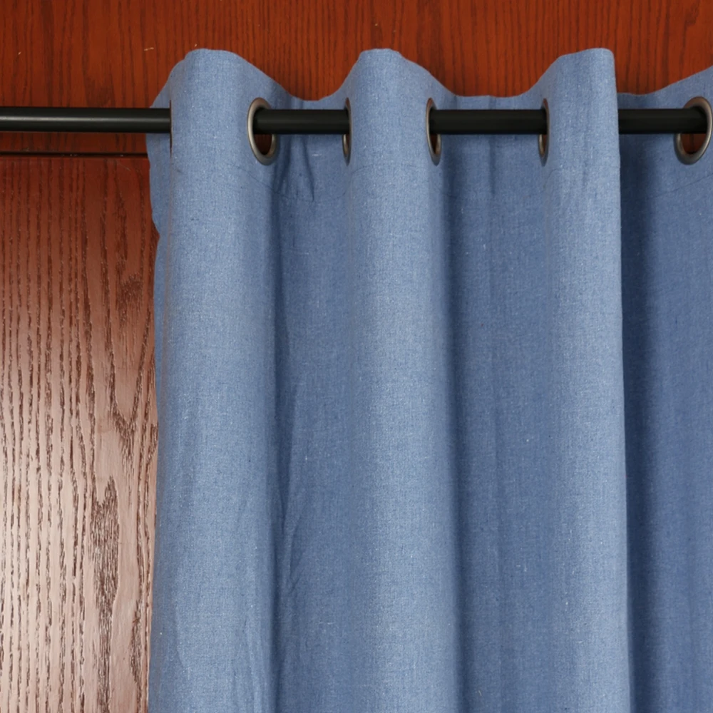 OWENIE Outdoor Blackout Grommet Window Curtain Burlap Total Blackout Window Curtain Blue linen curtain