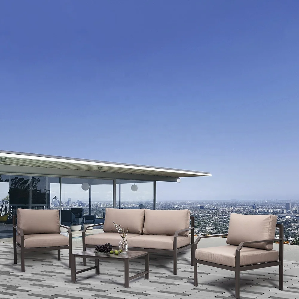
Alu Cushion Outdoor Lounge Couch Furniture 4 Piece Patio Set for Hotel Restaurant Garden 