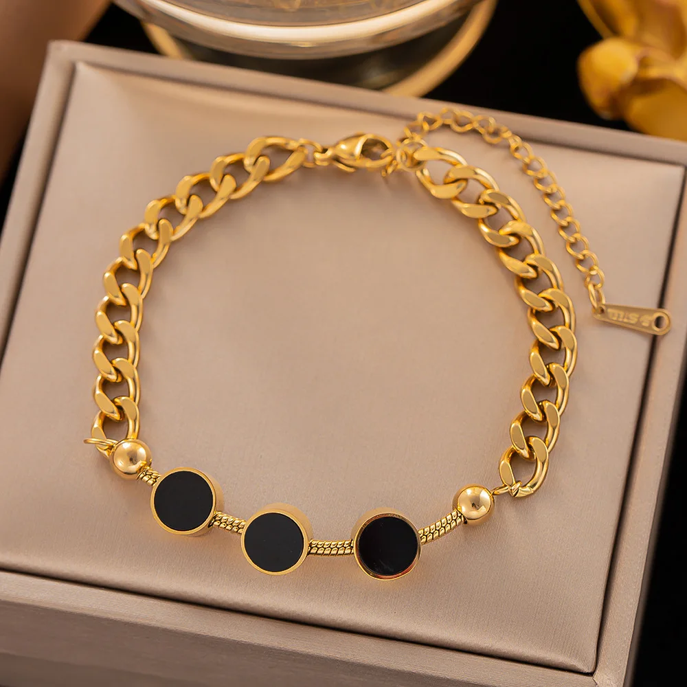 Stainless Steel 18k Gold Layered Pearl Shell Clover Butterfly Heart Chain Charm Bracelet Women Tennis Zircon Evil Eyes Bracelet