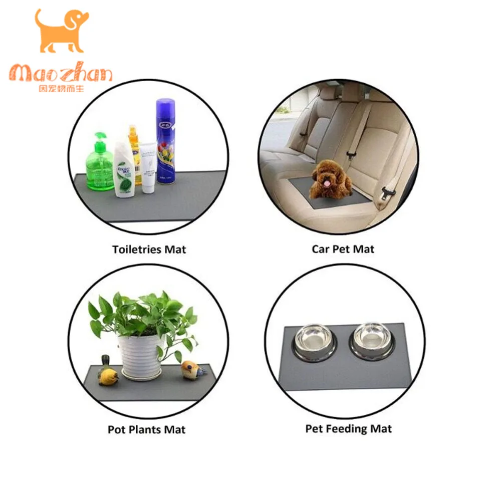 
MZ-PM001S Large Waterproof Dog and Cat Feeding Mat, FDA Grade Silicone Pet Food Mat with Multiple Sizes 