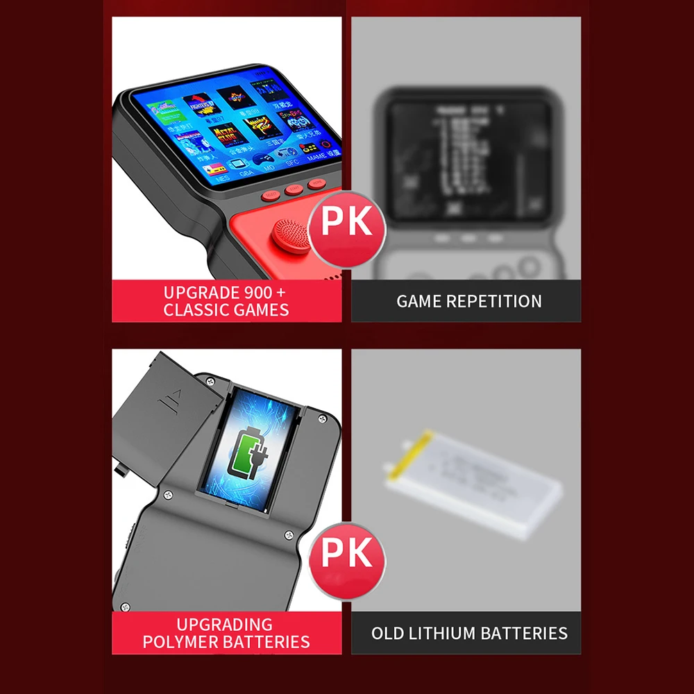 
Handheld Game console with screen, Retro Mini Game Console with direction stick, 900 Classical FC retro Games with extension 