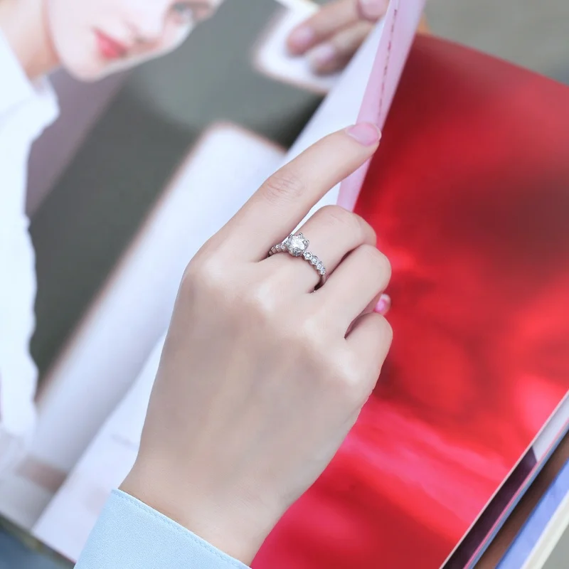 HMOIS nine star ring fashion jewelry sterling silver adjustable 1.0ct VVS moissanite diamond engagement rings for women