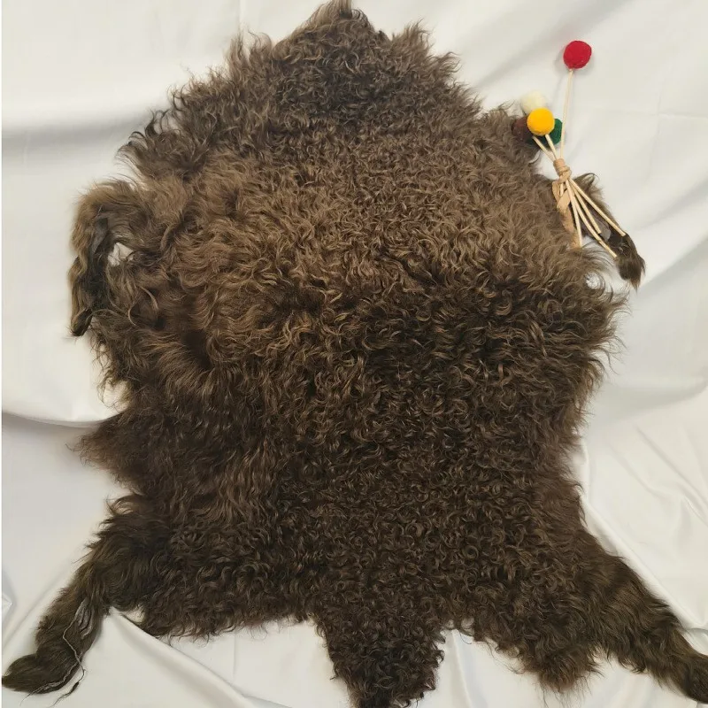 Горячая Мода 100% длинная кудрявая шерстяная овчина тибетская овечья шкура монгольская меховая тарелка для украшения дома