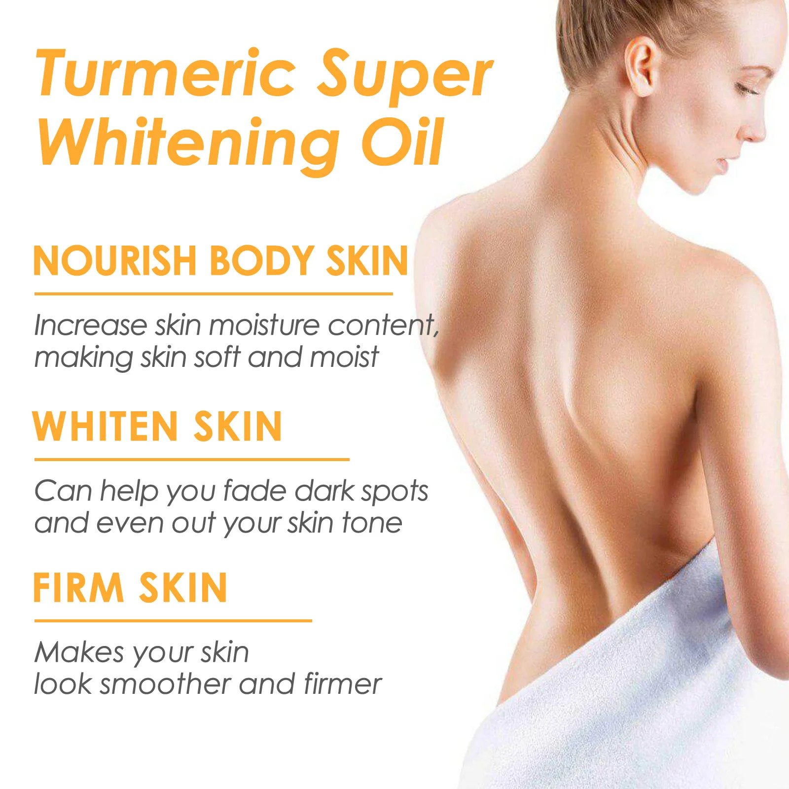OUHOE 7 Days Skin Lightening Brightening Dark Spots Removal Whitening Oil Skin White Reducing Joint Blackness Turmeric Oil