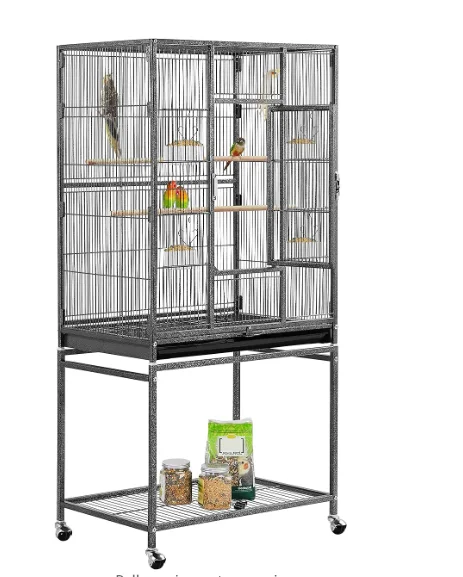 Large Birdhouse With Wheels Station Rods Food Basins Tray Breeding Cages Fashionable Roof Design Birdcages For Large Birds