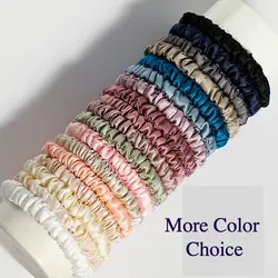 Gift Box Wholesale Custom Large 100% Silk Scrunchy Hair Ties Headband Real Silk Big Oversized Designer Hair Scrunchies