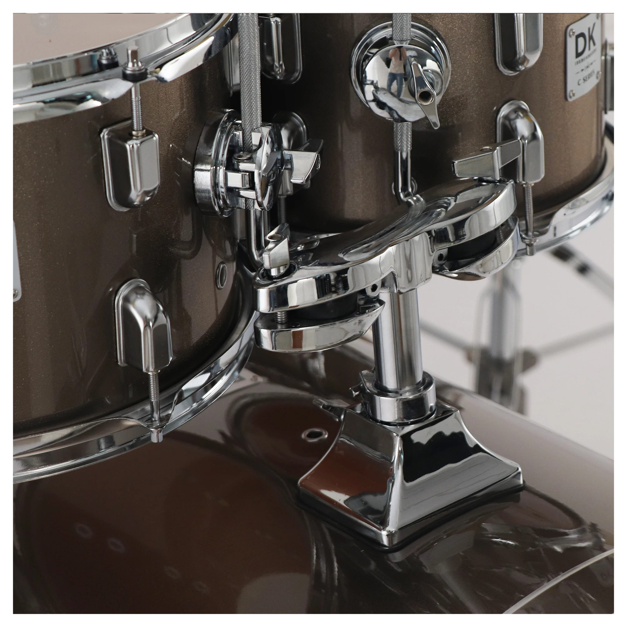 PVC wrap poplar acoustic drum kit with clear drum heads