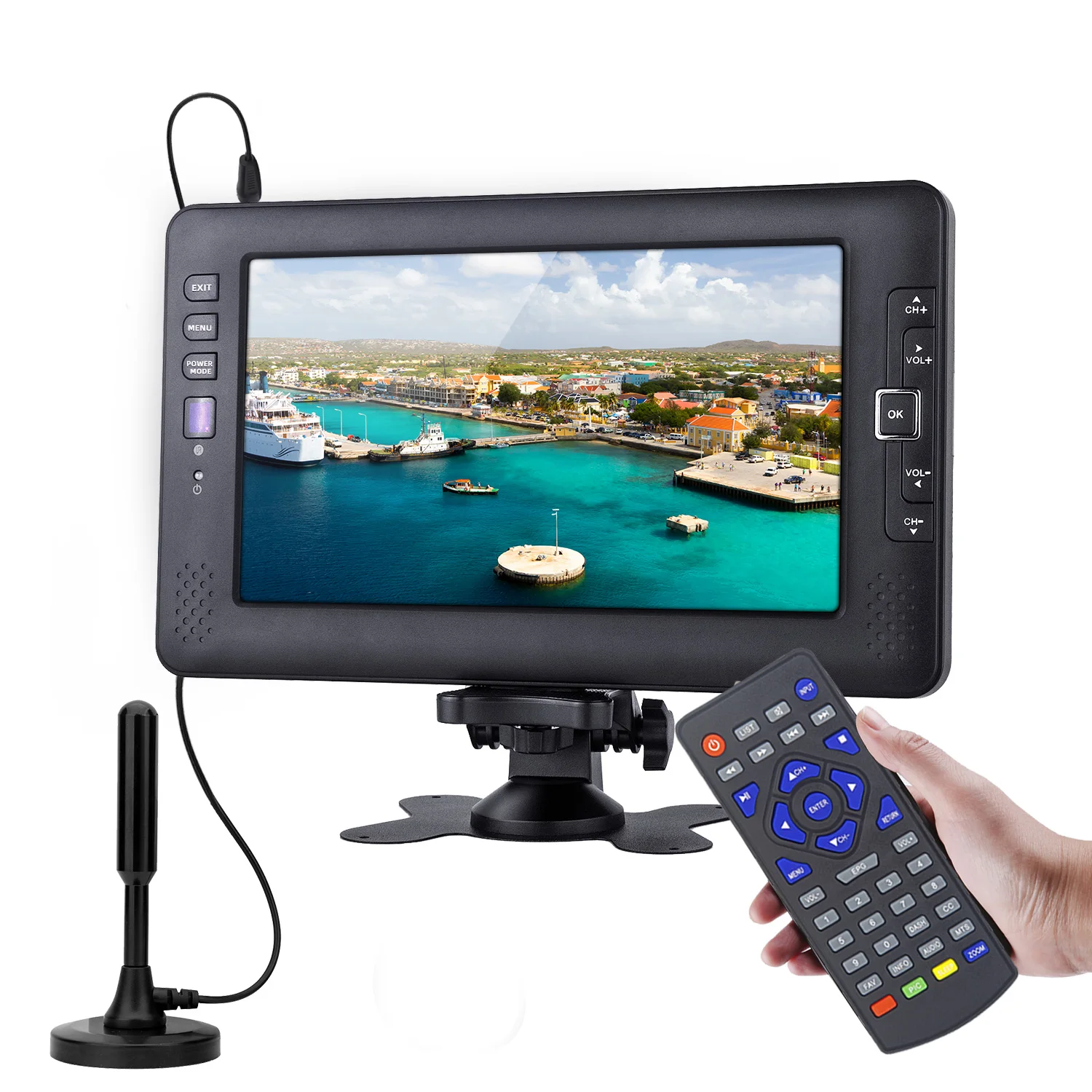 
 ATSC DVB-T2 ISDB-T Good Quality Color  LCD 16:9 Screen 9inch Portable Digital TV  