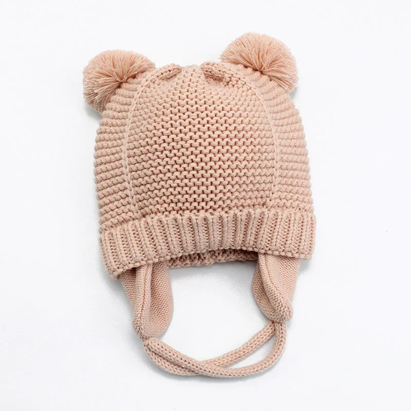 Wholesale knitted baby boy girl winter warm hat beanie hats for kids children winter hat bonnet