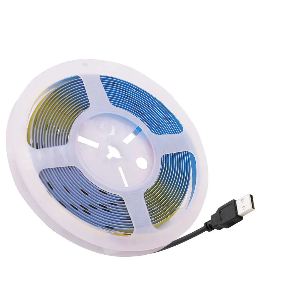 Weicao 5V USB COB LED Strip Lights 3000K 4000K 6000K 8MM 300Led/M TV Back light 3528 Indoor Light Strips