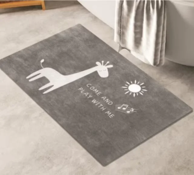 Wholesale Custom Super Absorbent Diatom Mud Flooring Rug Fast Dry Non-Slip Bathroom Rubber Mat for Shower and Home Use