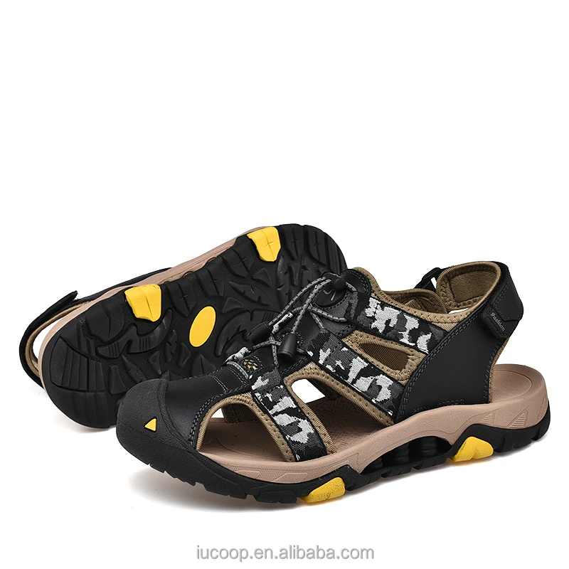 Hot selling camouflage leather upper light weight Anti-Slip  rubber bottom  SHOCK-ABSORBANT men sandals summer sandals for OEM