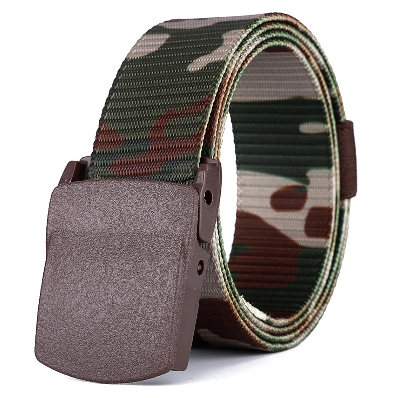 Custom Design Outdoor Sports Camouflage Plastic Buckle Belt Fabric Tactical Nylon Belt For Men