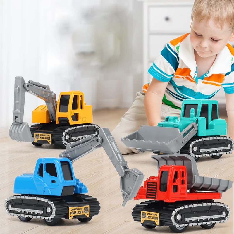 Children 1/64 Mini Friction Alloy Toy Car Metal Fire Engine Engineering Vehicle Toy Friction Alloy Toy Car