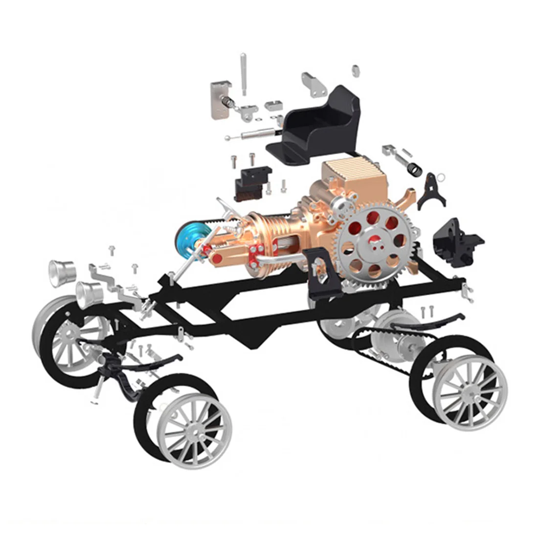 STEM montesori education toys All-Metal Single-Cylinder Engine  Simulation Mini Car Assembly Model Toy  For child Creative Gift