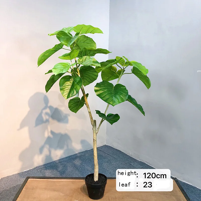 Indoor Decoration Artificial Bonsai Plants Unique Hotel Plastic Faux heart ficus Tree with Pot