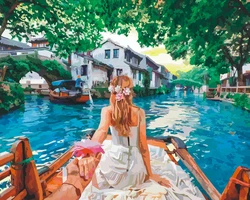 Wholesale factory Diy Paint By Numbers Kits Sets Beautiful Girl Oil Painting Kit