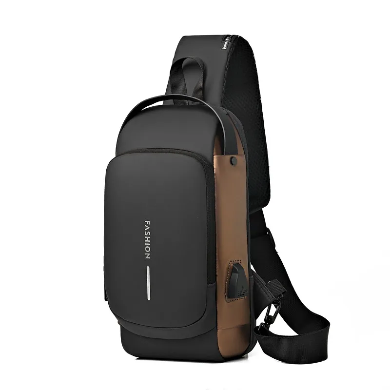 OMASKS Waterproof USB Anti Theft Lock Crossbody Sling Bags Mens Chest Bags