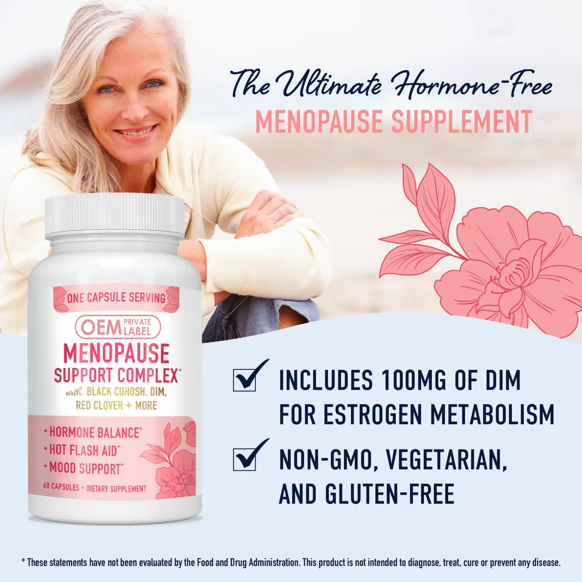 Biocaro OEM Women Supplement Menopause Capsules Hormone Balance Capsule for Immunity Booster Anxiety Mood Support