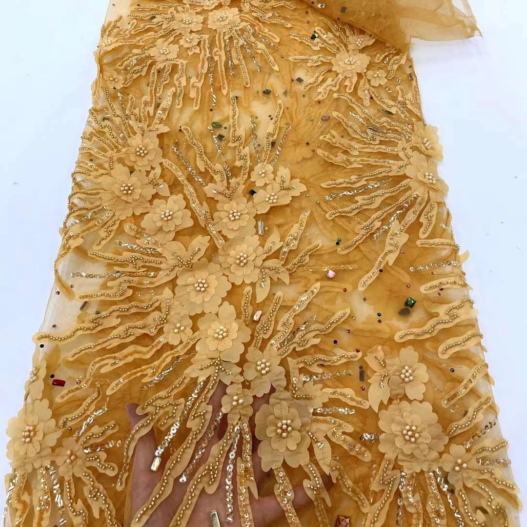 dry lace embroidery 3d fabric for wedding dresses