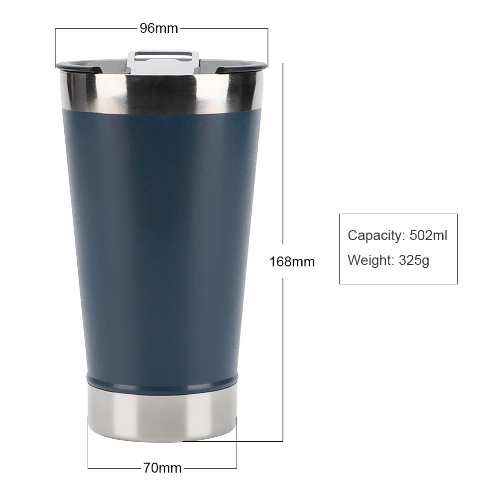 Wholesale Custom Logo Double Wall Stainless Steel Wine Tumbler Beer Mug with Lid