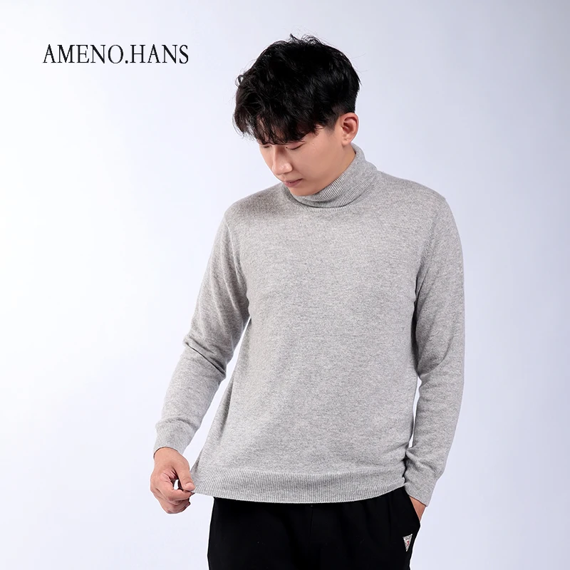 Custom winter mens long sleeve heavy 100 %cashmere turtleneck sweater