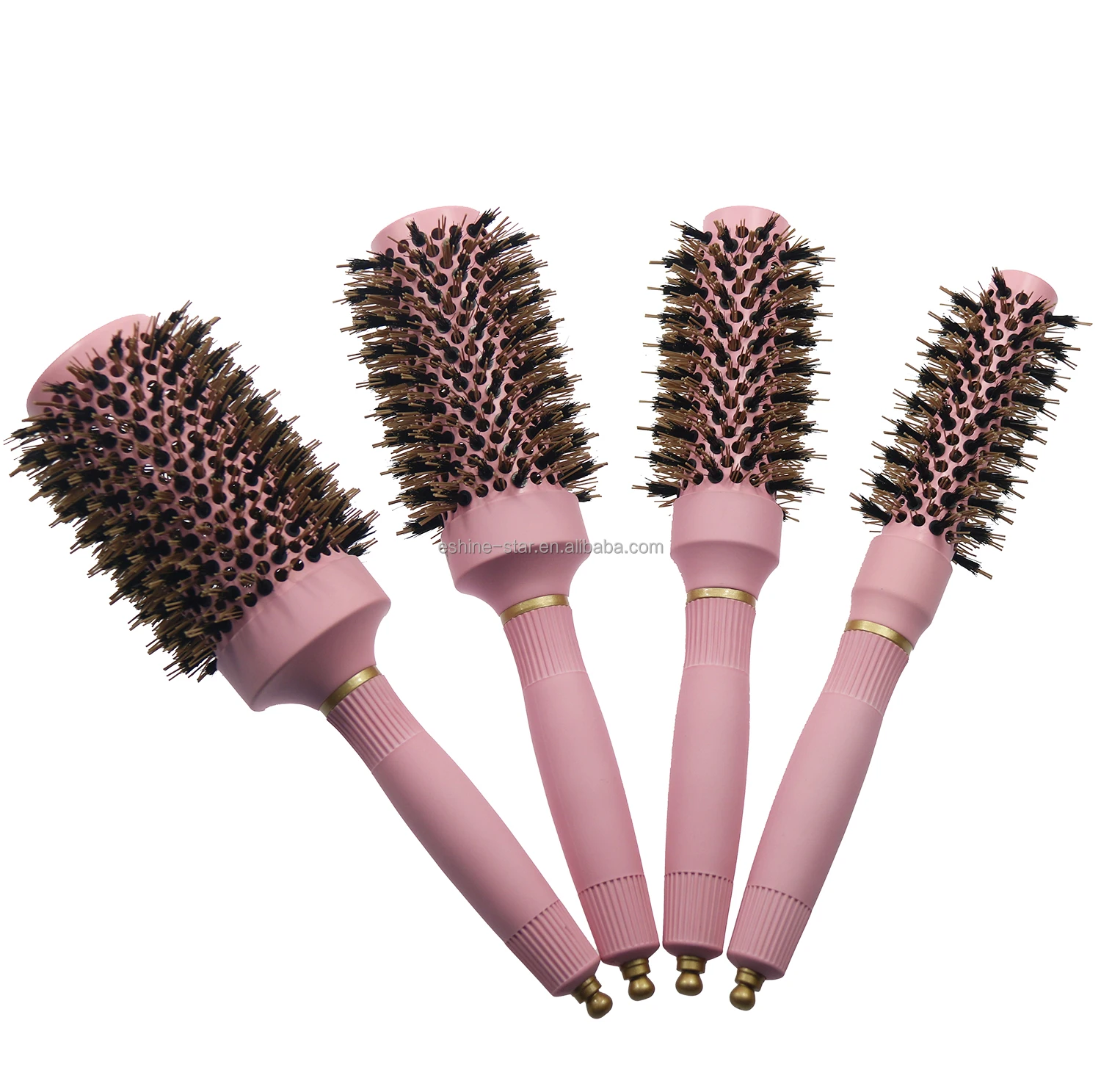 Private logo Barrel Round Hair Brushes with Boar and Nylon Bristles Heat Temperature