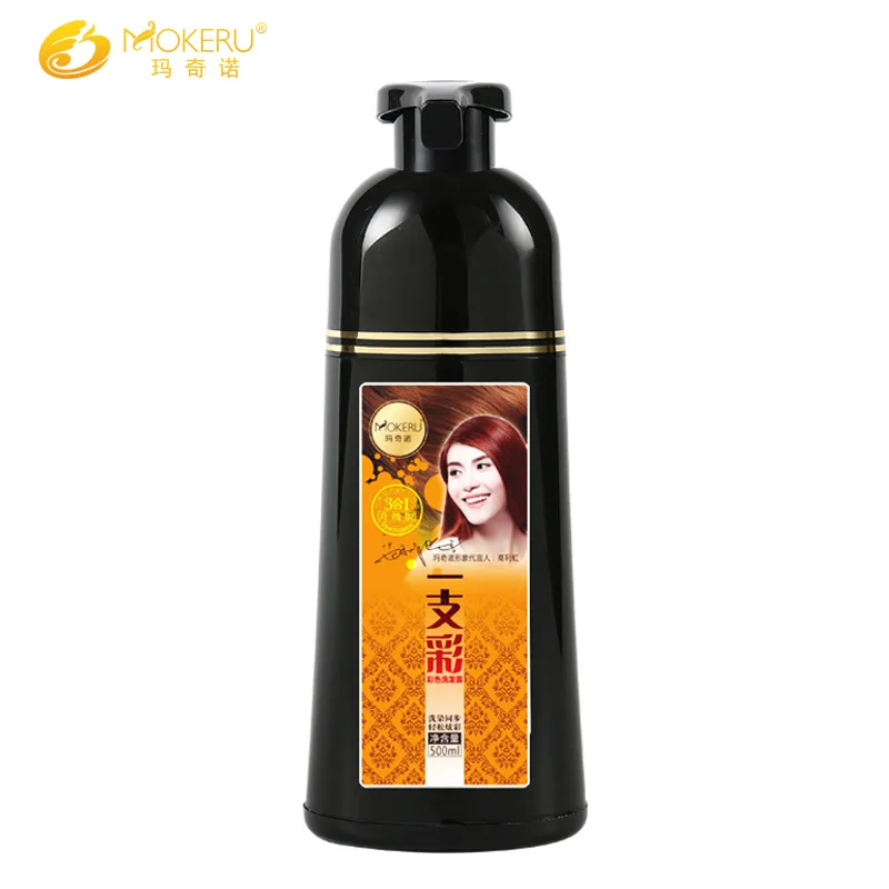 Dropshipping  Mokeru Natural Magic Brown Permanent Hair Color Dye Shampoo Anti Grey Hair Color Shampoo for Women