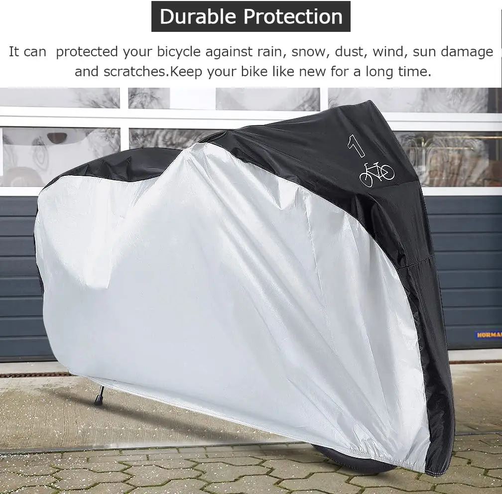 silver color 420D Bicycle cover Waterproof Outdoor Heavy Duty Ripstop Material Transport Comprehensive Protection Bike Cover