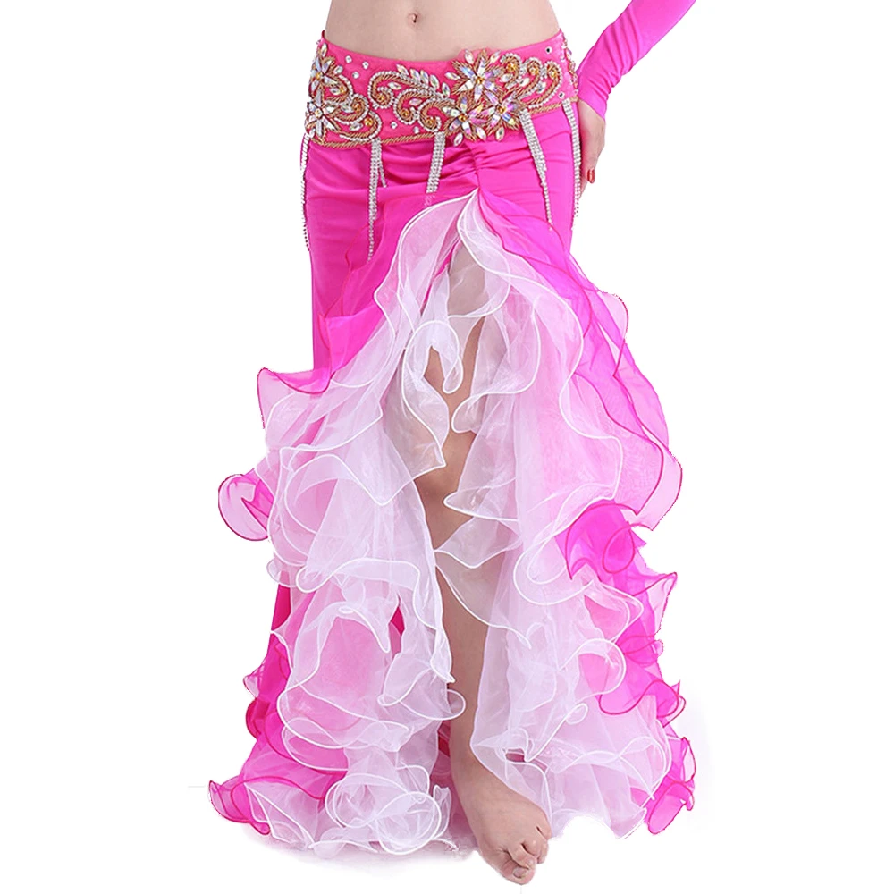 New ruffle Oriental belly dance sexy split mermaid tail Performance long skirt