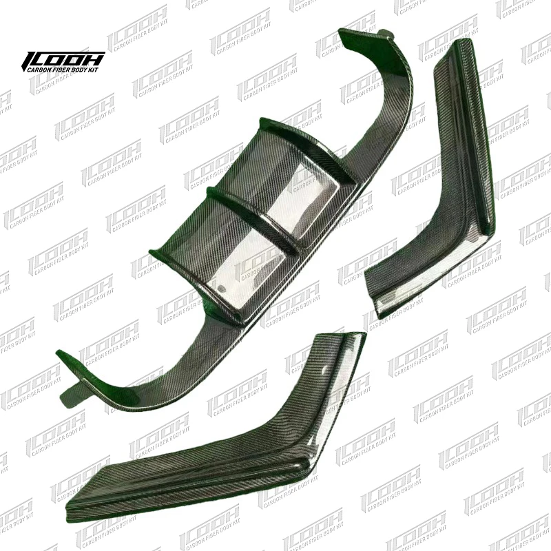 ICOOH Racing V Style Carbon Fiber Body Kit Rear Diffuser Lip Bumper Spoiler Fit  For BMW M3 M4 F80 F82 F83 2014-2018