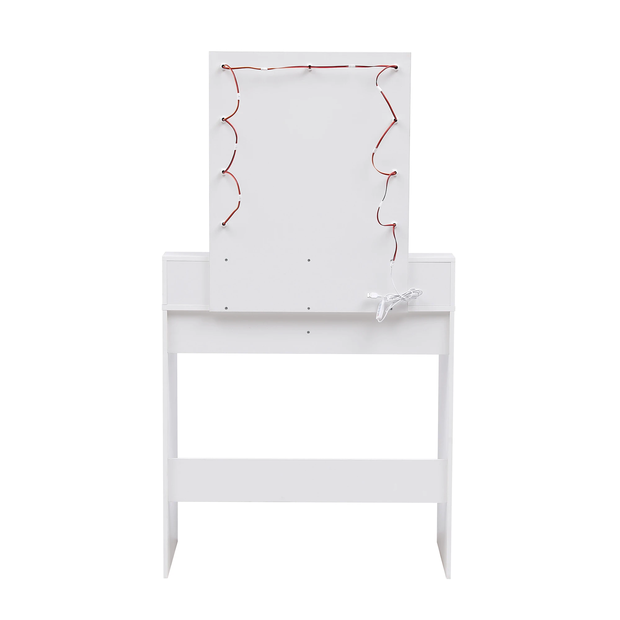 2 Drawers and 3 Compartments Modern White  LED Lights Makeup dressing Table