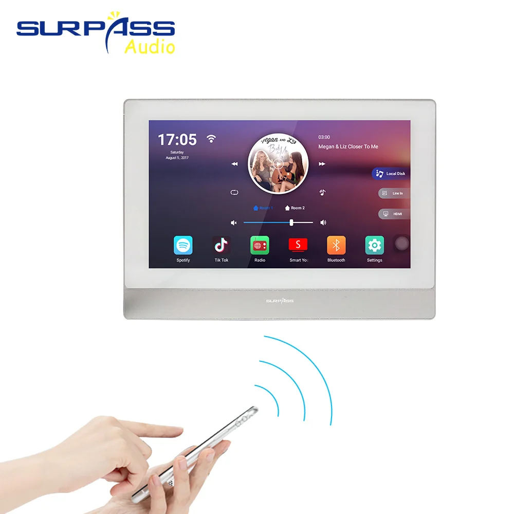 Умный аудио стерео усилитель экран 7 дюймов Wi-Fi BT дом Multiroom эквалайзер Android 8